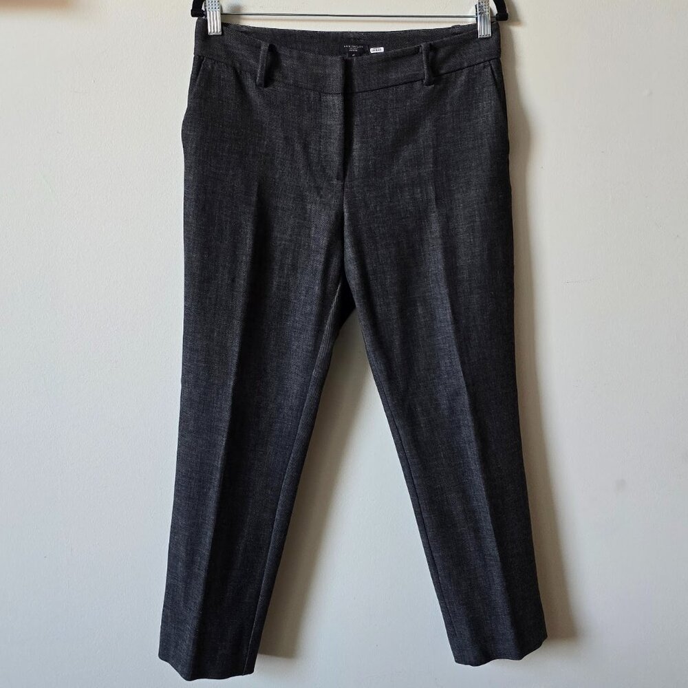 Ann Taylor Factory Petite Crosshatch Straight Leg Ankle Work Pants
